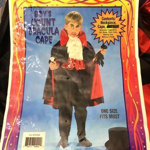 Count Dracula Victorian Blk & Red Cape + Ascot  -  NWT